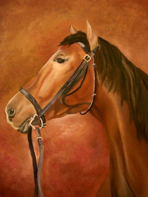 Peinture intitulée "Horse Portrait" par Weshon Hornsby, Œuvre d'art originale