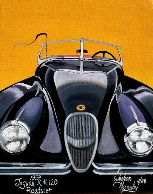 Painting titled "1954 Classic Jaguar…" by Weshon Hornsby, Original Artwork