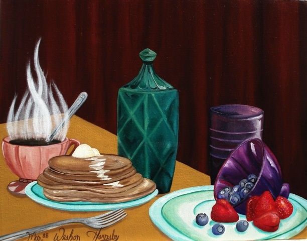 Peinture intitulée "Breakfast Time" par Weshon Hornsby, Œuvre d'art originale