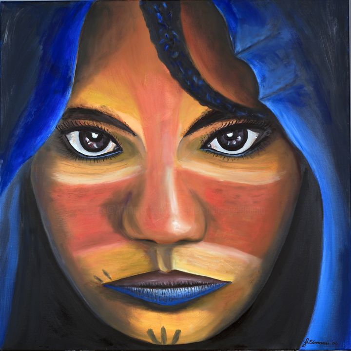 Painting titled "Tuareg - Frau" by Weralgos, Original Artwork, Oil