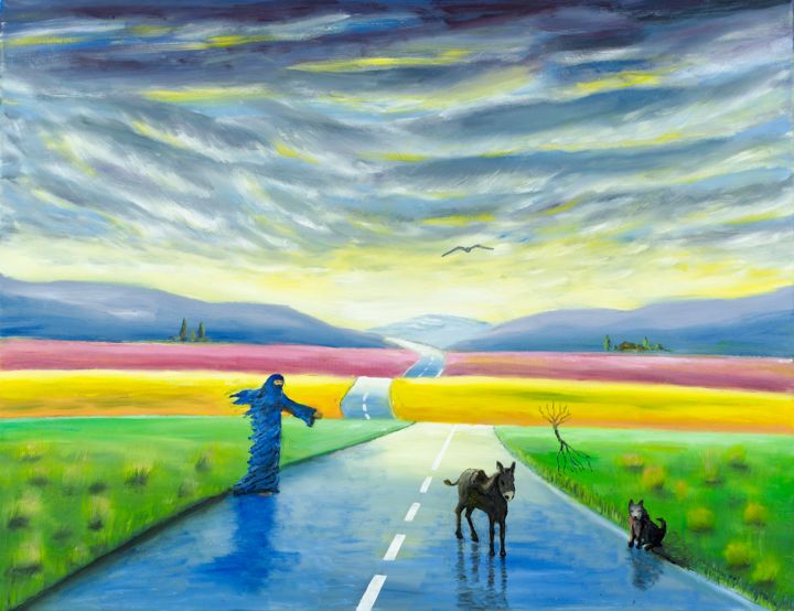 Painting titled "En route" by Weralgos, Original Artwork, Oil