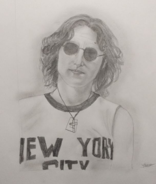 Drawing titled "John Lennon" by Wesley Borgo, Original Artwork, Pencil
