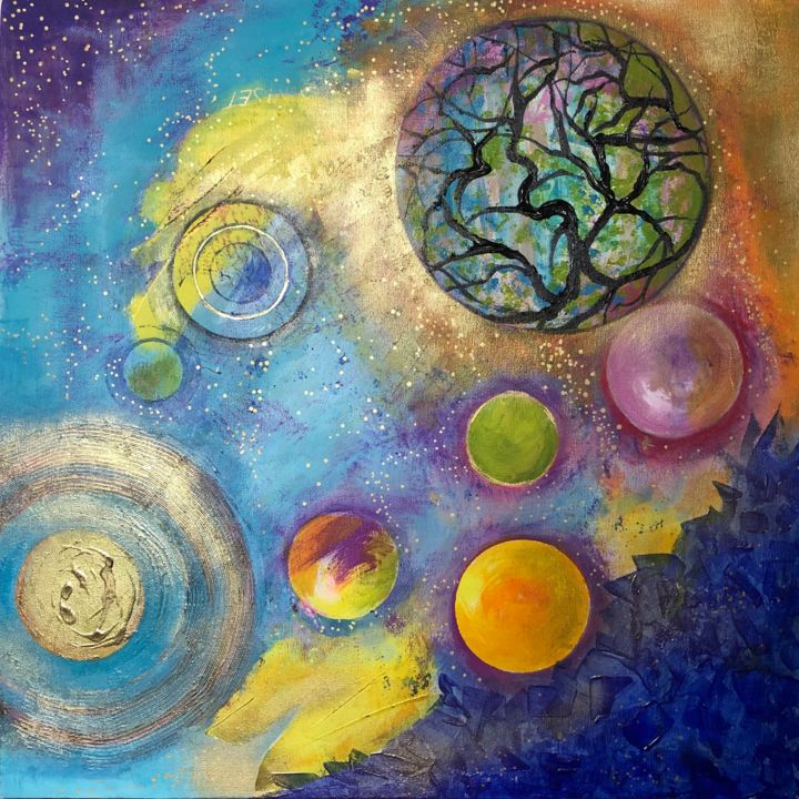 Картина под названием "Вселенная" - Елизавета Сердечникова, Подлинное произведение искусства, Акрил