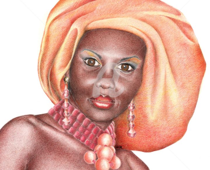 Desenho intitulada "Mwayé" por Weyah, Obras de arte originais, Lápis