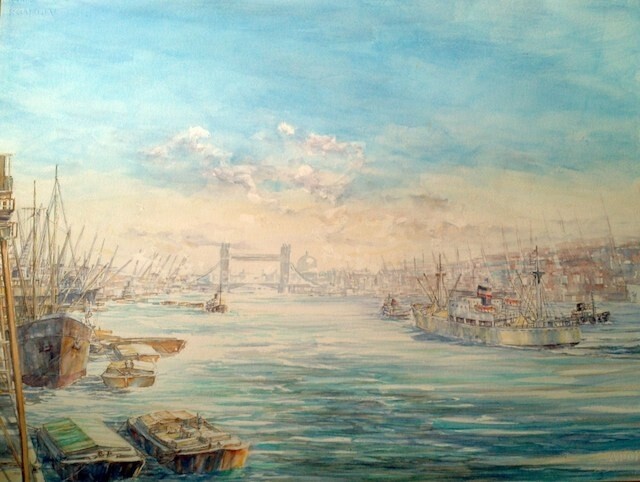 Painting titled "London Dawn" by White, Original Artwork, Oil