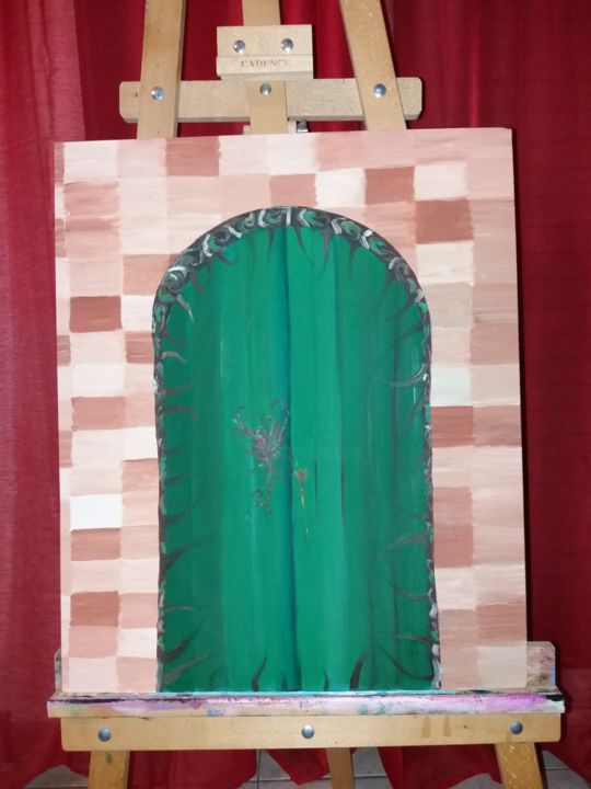 Painting titled "The door / Η Πόρτα" by Basileia Tsiole, Original Artwork, Oil