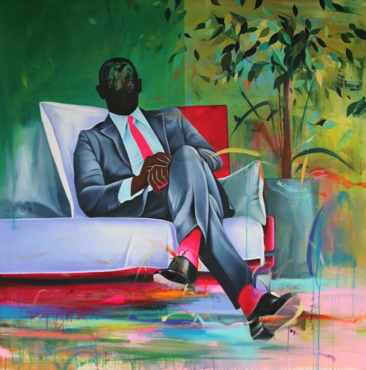 绘画 标题为“Salon D'attente 2” 由Ley Mboramwe, 原创艺术品, 丙烯