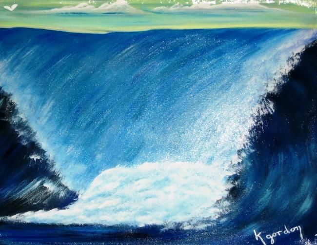 Painting titled "WAVE" by Kj Gordon, Original Artwork