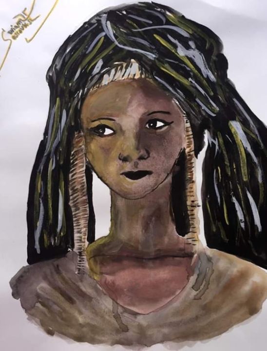 Painting titled "African femininity" by Wiam Sarroukh, Original Artwork
