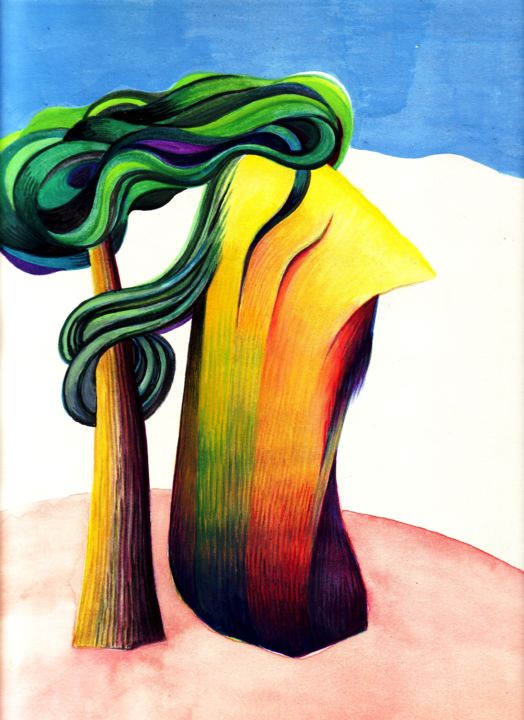 Schilderij getiteld "under-a-tree.jpg" door Wijayasiri, Origineel Kunstwerk, Olie