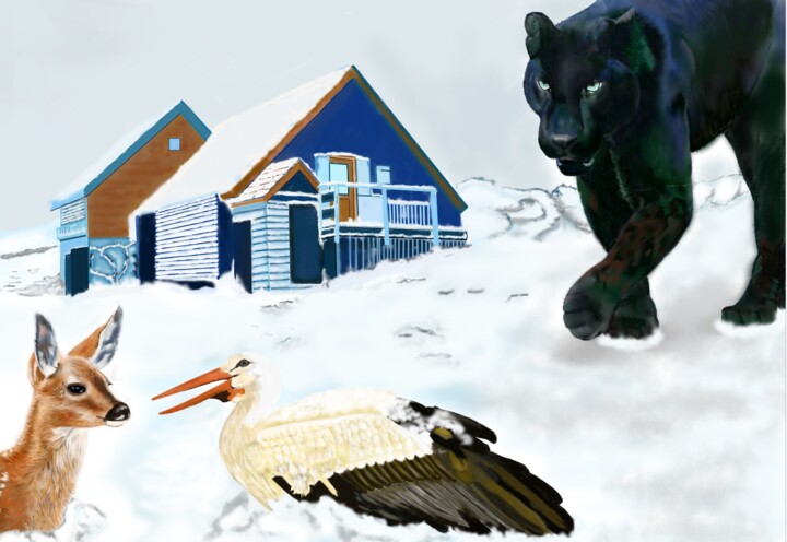Drawing titled "Prisoners of snow." by Wiktoria Hel, Original Artwork, Digital Painting