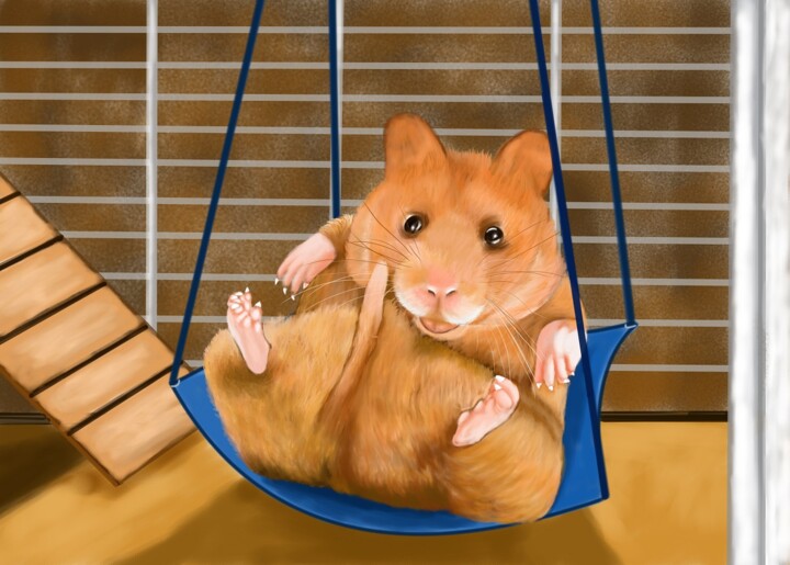 Arts numériques intitulée "Hamster" par Wiktoria Hel, Œuvre d'art originale, Peinture numérique