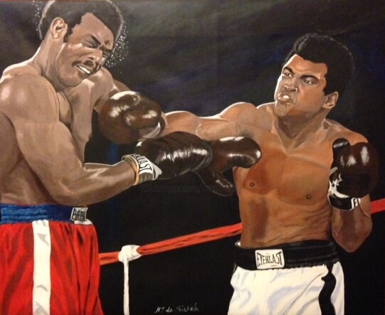 Painting titled "Ali VS Georges Fore…" by Wiktoria Hel, Original Artwork, Acrylic