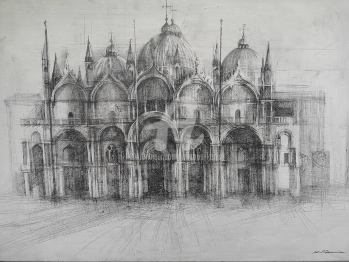 Desenho intitulada "St. Mark's Basilica…" por Wiktoria Kania, Obras de arte originais, Lápis