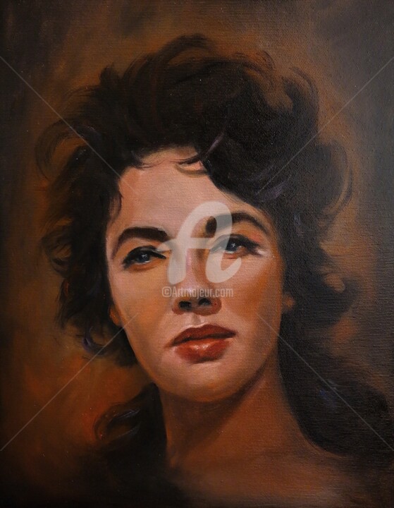 Ζωγραφική με τίτλο "Elizabeth Taylor" από Wiktoria Pydo, Αυθεντικά έργα τέχνης, Λάδι