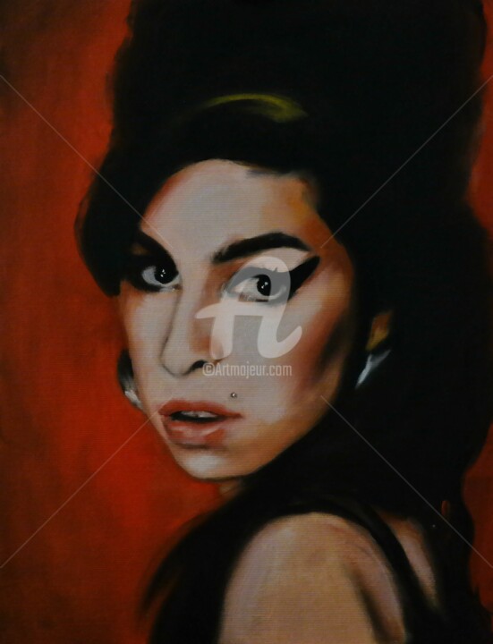 Painting titled "Amy Winehouse" by Wiktoria Pydo, Original Artwork, Oil