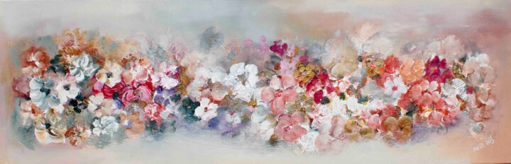 Pittura intitolato "Sea of Flowers 23-01" da Wil Lof, Opera d'arte originale, Acrilico Montato su Telaio per barella in legno