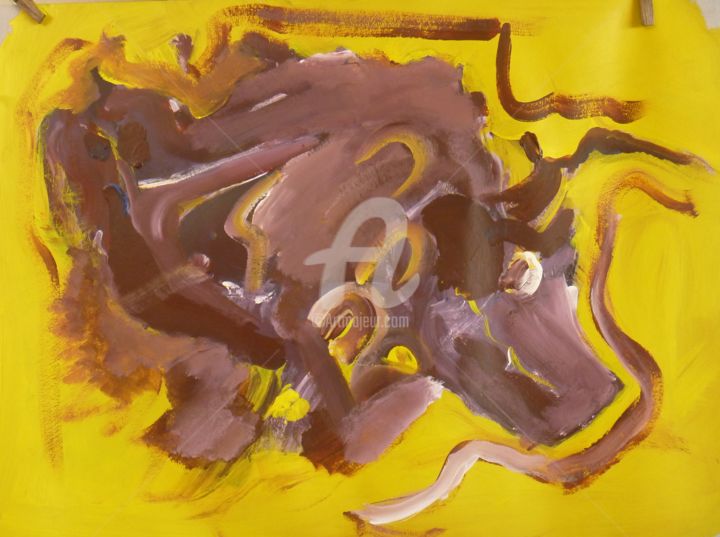 Painting titled "bullfight" by Wil Van Rijn, Original Artwork, Acrylic