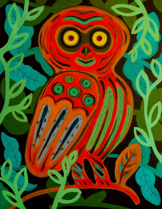 Schilderij getiteld "Owl 2021, canvas, o…" door Bohdan Buchkovskyi, Origineel Kunstwerk, Olie