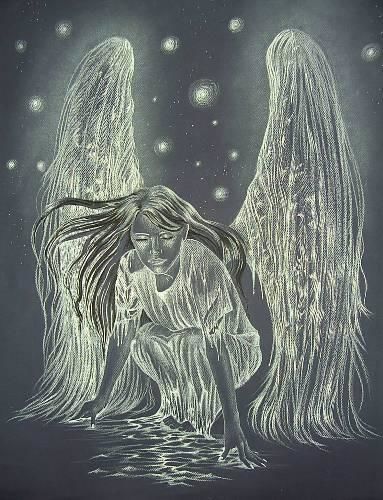 Painting titled "светящийся ангел" by Alexandra Anderson, Original Artwork
