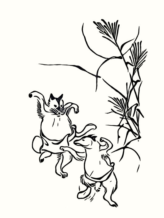 Disegno intitolato "踊る狸  (Odoru Tanuki)…" da Wilf Tilley, Opera d'arte originale, Inchiostro