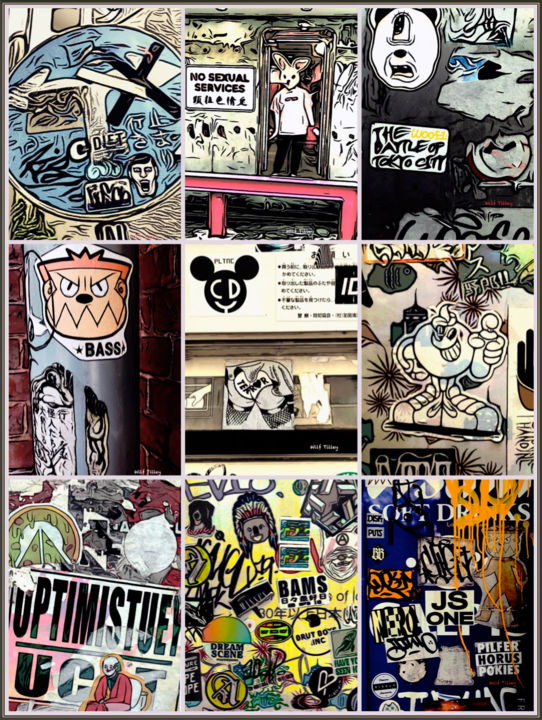 Printmaking titled "Tokyo Graffiti: Mos…" by Wilf Tilley, Original Artwork, 2D Digital Work
