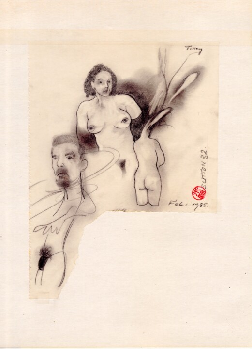 Drawing titled "Three Surreal Human…" by Wilf Tilley, Original Artwork, Graphite