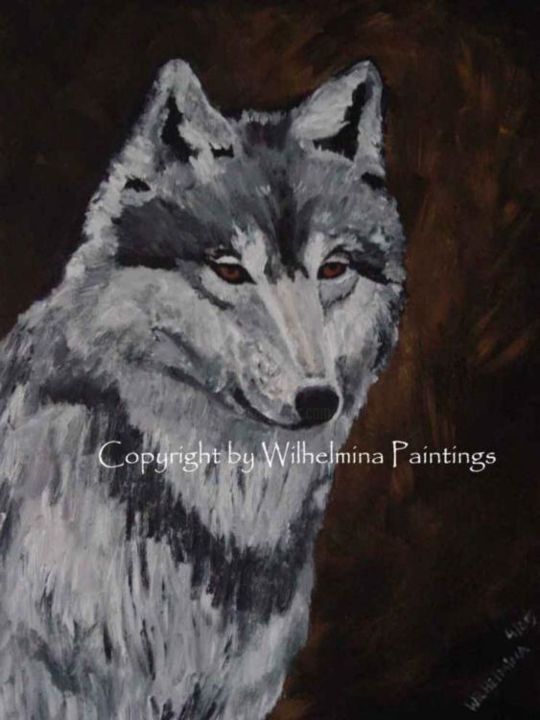 Painting titled "Wolf" by Wilhelmina Mckittrick, Original Artwork, Other