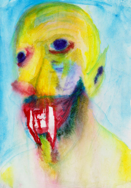 Картина под названием "Killer Instinct" - Wilhelm Nosferatu, Подлинное произведение искусства, Акварель