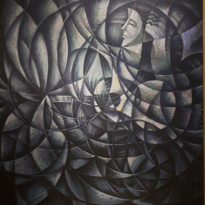 Malerei mit dem Titel "Suena mi guitarra" von Wilkins Terrero, Original-Kunstwerk, Acryl