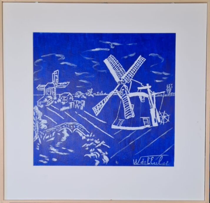 Schilderij getiteld "Delftsblauw Holland" door Willem De L'Ecluse, Origineel Kunstwerk, Acryl