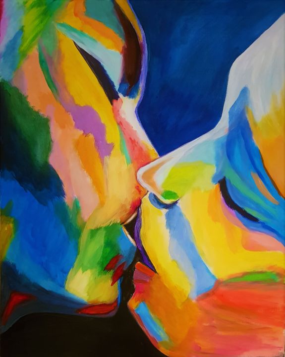 Painting titled "Must Be Love" by Willemijn Mensens, Original Artwork, Acrylic