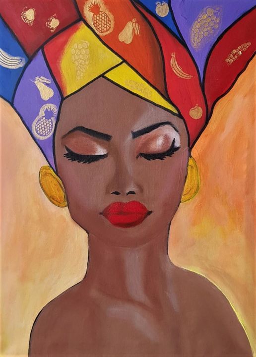 Painting titled "Fruity Queen" by Willemijn Mensens, Original Artwork, Acrylic