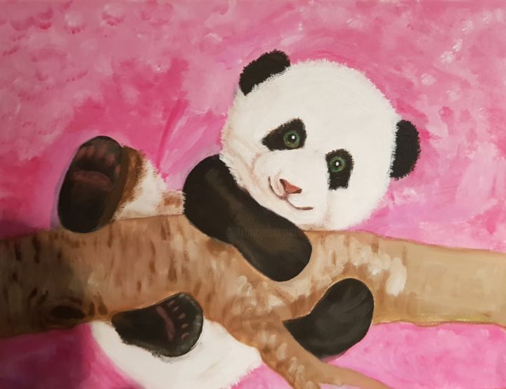 Painting titled "Panda in progres" by Willemijn Mensens, Original Artwork, Acrylic