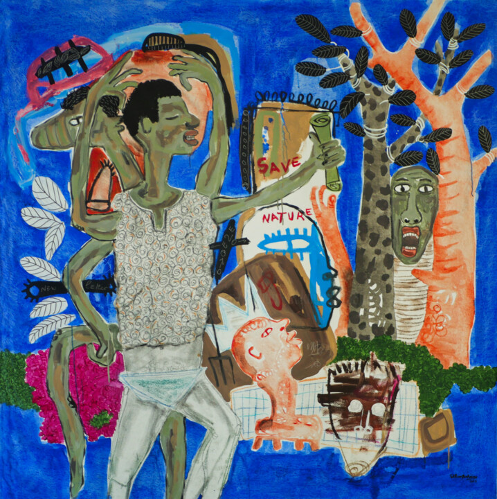 Картина под названием "New letter" - William Bakaimo, Подлинное произведение искусства, Акрил Установлен на Деревянная рама…