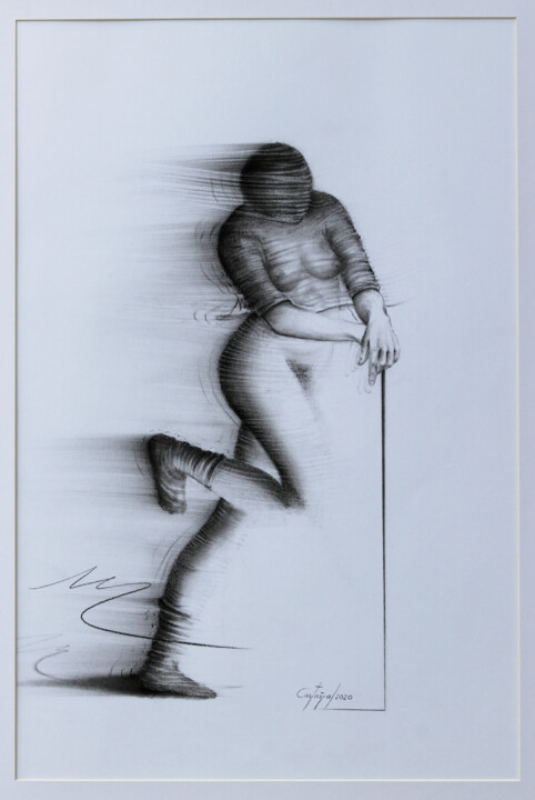 图画 标题为“Jeu d'équilibre” 由William Castaño, 原创艺术品, 木炭