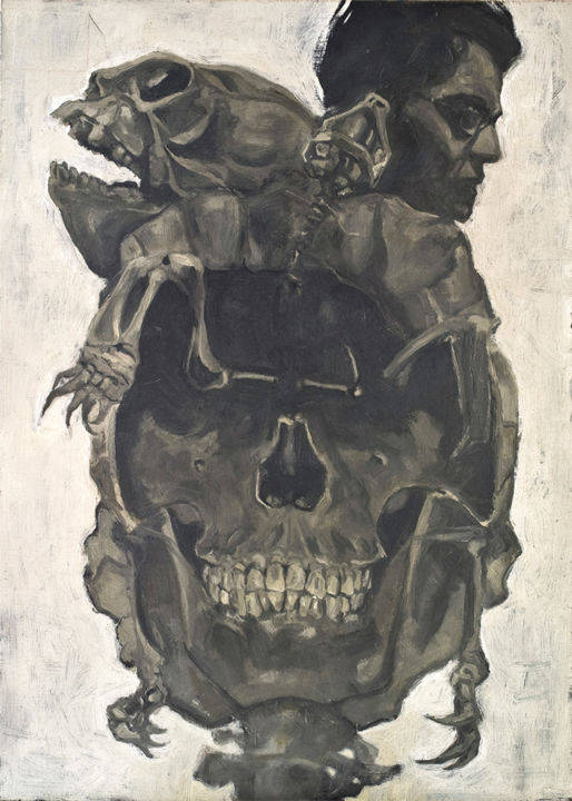 Pintura titulada "skull 2" por William Chajin, Obra de arte original