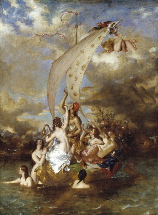 Painting titled "Youth on the Prow,…" by William Etty, Original Artwork, Oil