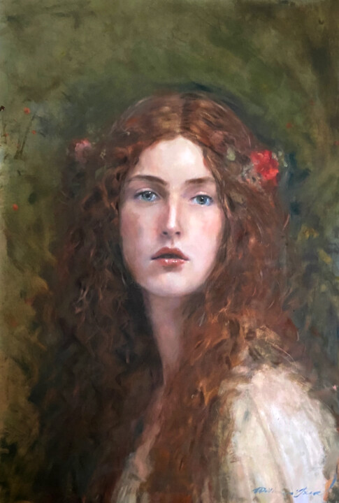 Картина под названием "‘La Belle Dame Des…" - William Oxer F.R.S.A., Подлинное произведение искусства, Масло