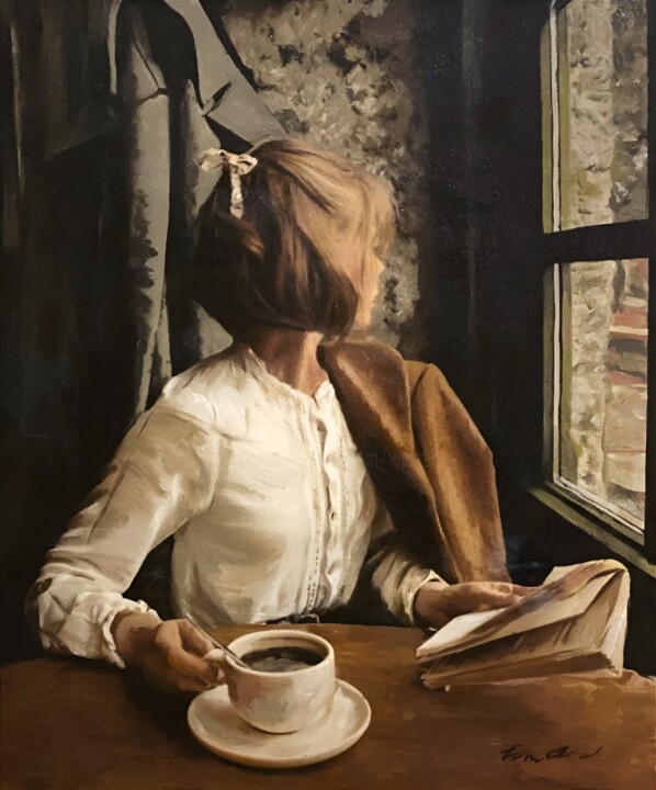 Painting titled "'Waiting For Her Lo…" by William Oxer F.R.S.A., Original Artwork, Oil