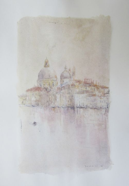 Pittura intitolato ""Venezia"" da William Serafini, Opera d'arte originale, Acquarello