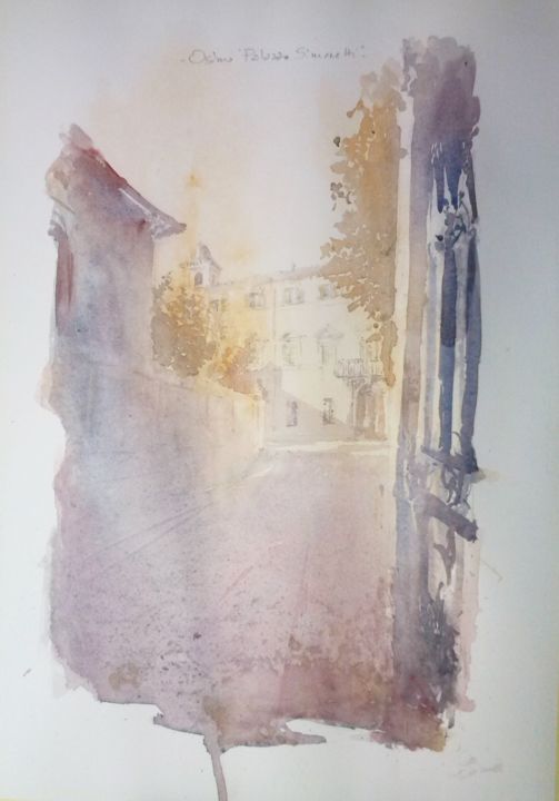 Картина под названием "Osimo "Palazzo Simo…" - William Serafini, Подлинное произведение искусства, Акварель