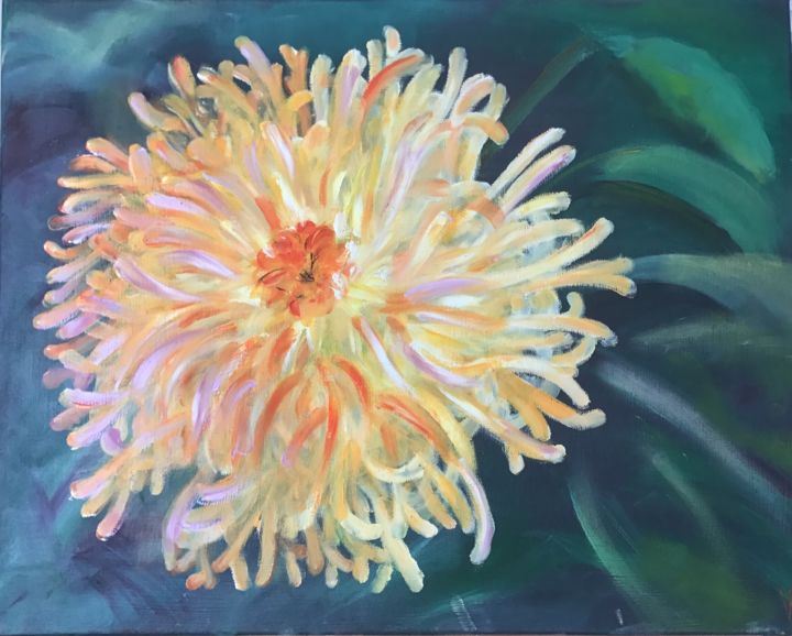 Pintura intitulada "dahlia" por William Thielland, Obras de arte originais