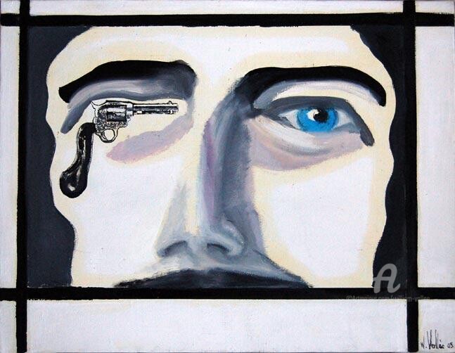 Peinture intitulée "L'arme à l'oeil" par William Vallée, Œuvre d'art originale, Huile