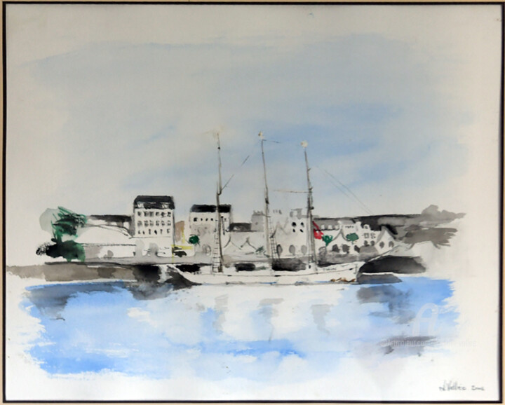 Painting titled "Cherbourg2" by William Vallée, Original Artwork, Watercolor
