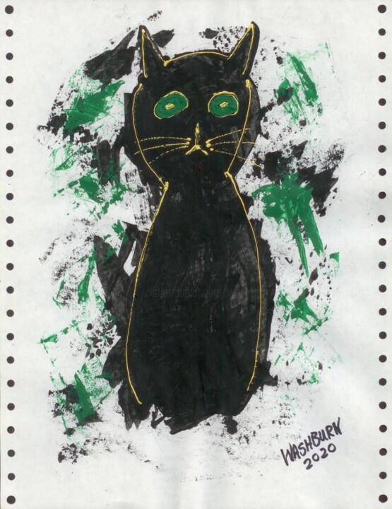 Peinture intitulée "Sweatpea The Cat" par William Washburn, Œuvre d'art originale, Acrylique