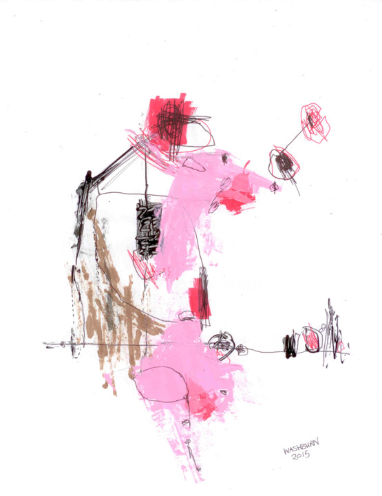 Pintura intitulada "Pink Whippet Dog  #…" por William Washburn, Obras de arte originais