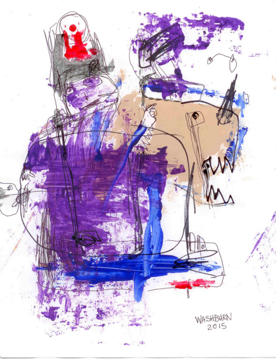 Zeichnungen mit dem Titel "Purple Teacher Mons…" von William Washburn, Original-Kunstwerk, Acryl