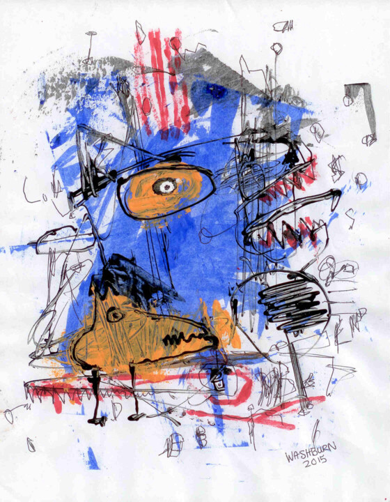 Ζωγραφική με τίτλο "SOLD! Blue Swamp Dog" από William Washburn, Αυθεντικά έργα τέχνης