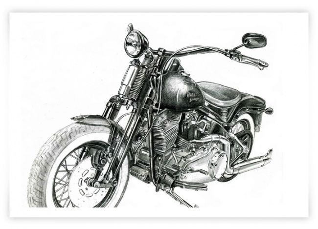 Zeichnungen mit dem Titel "Harley Davidson" von Zeichnungen/Fotografie, Original-Kunstwerk, Andere